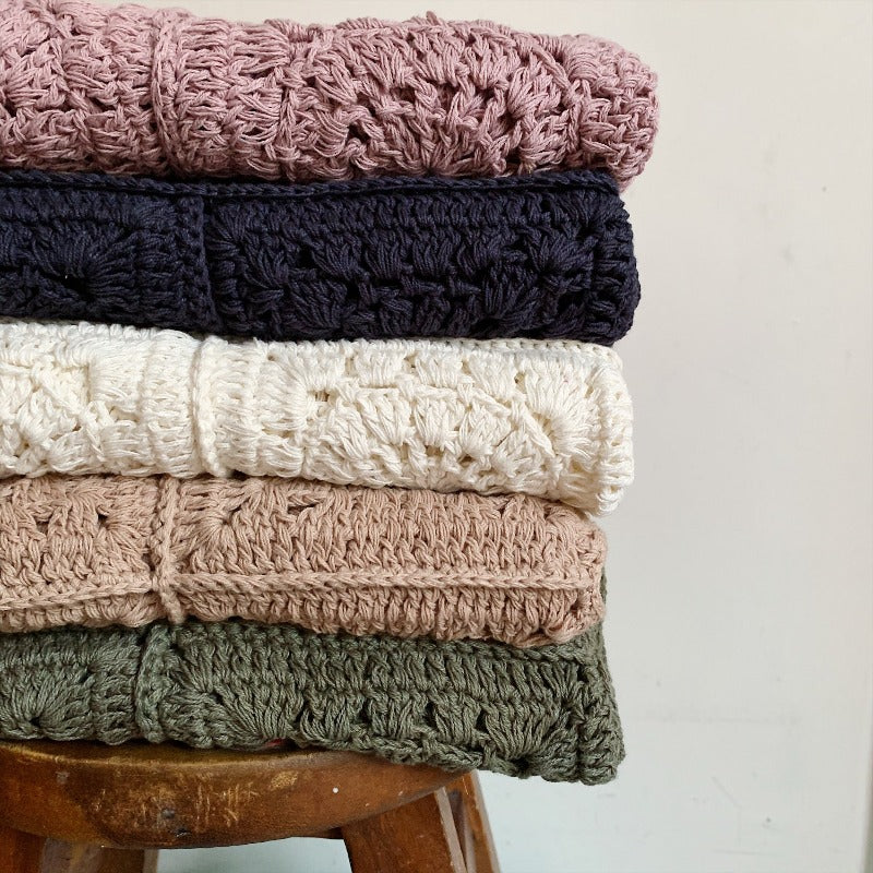 Award-winning organic cotton crochet Elsie baby blanket, handmade heirloom gift .