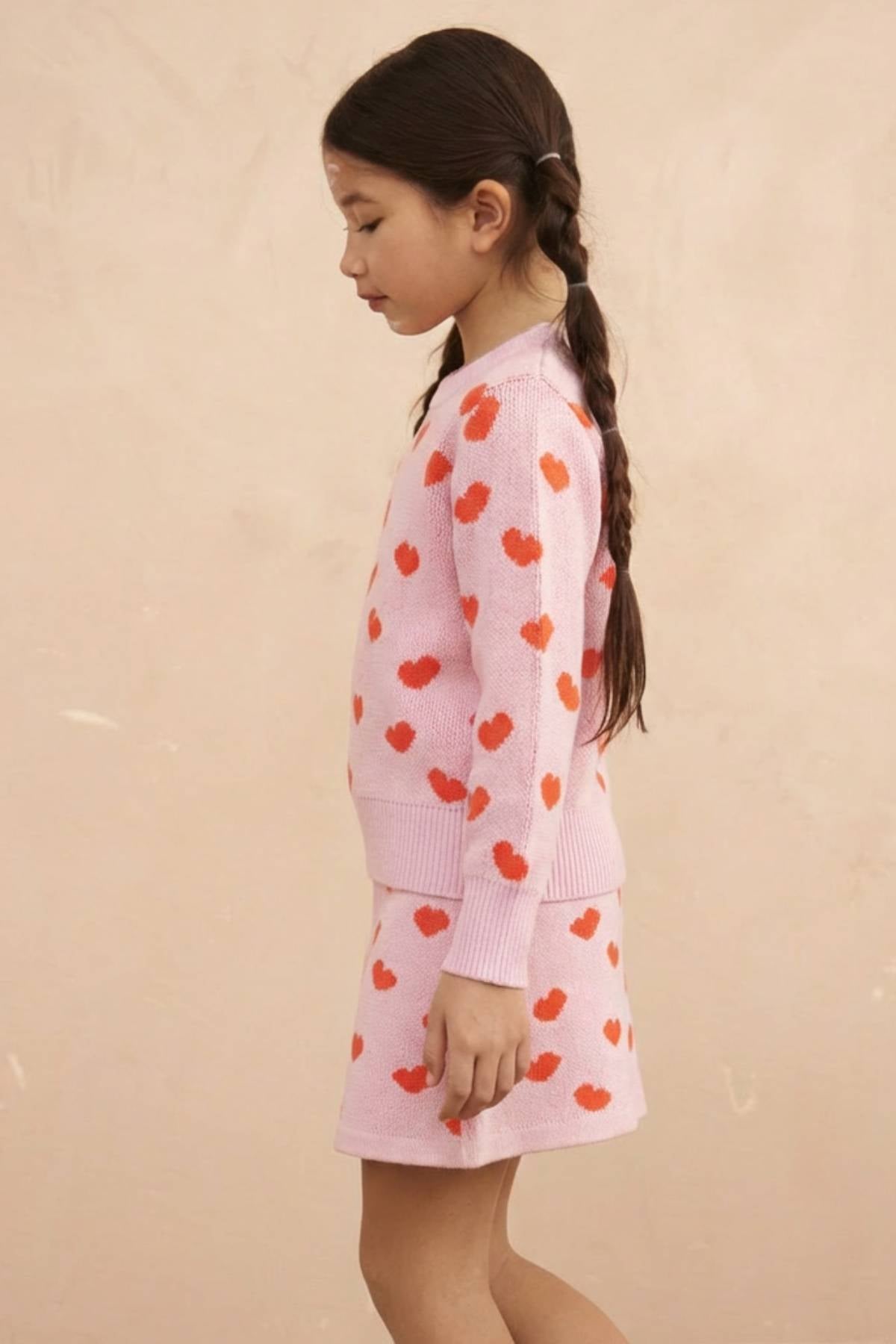 MIKA & MILO Love Hearts Pencil Skirt | Bubble Gum - - organic cotton cashmere