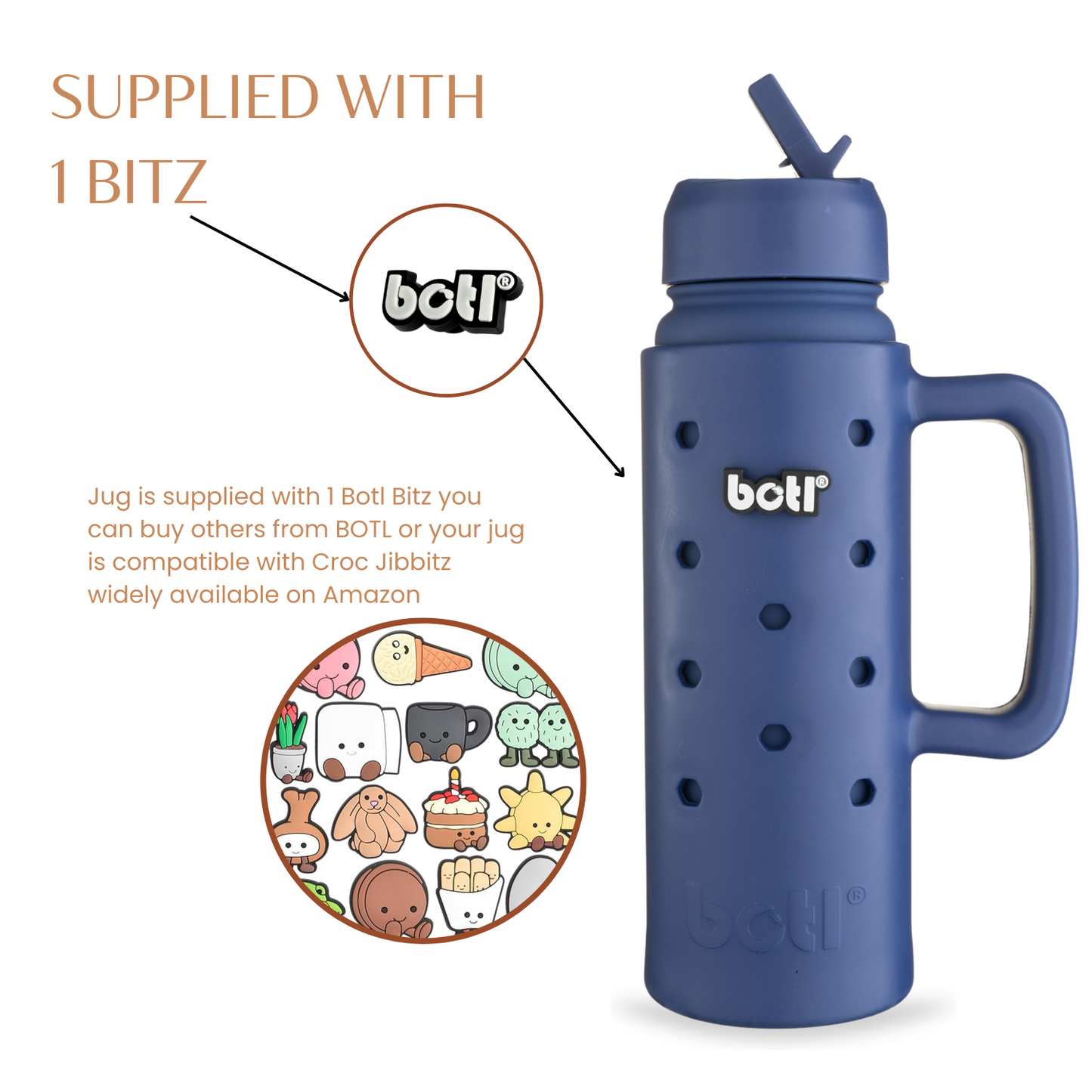 700ml Personalised Insulated Leakproof bottle | Prince Blue | BOTL | BPA-free plastic-free kids bottle UK