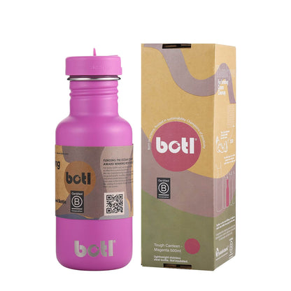 Eco kids bottle: 500ml Magenta stainless steel Tough Canteen- botl – non insulated | One Green Bottle UK