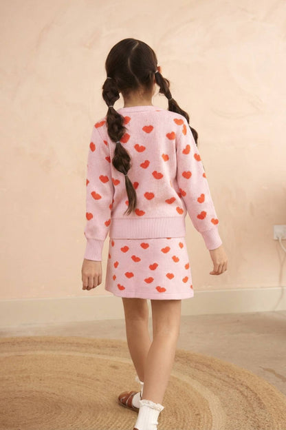 MIKA & MILO Love Hearts Pencil Skirt | Bubble Gum - - organic cotton cashmere