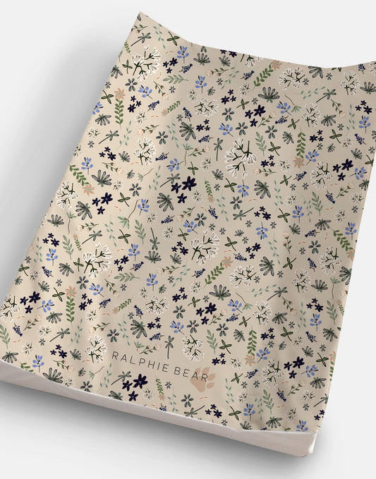 Ralphie Bear Wildflower anti roll wedge baby changing mat raised support edges - sustainable nursery UK | Kiddykind