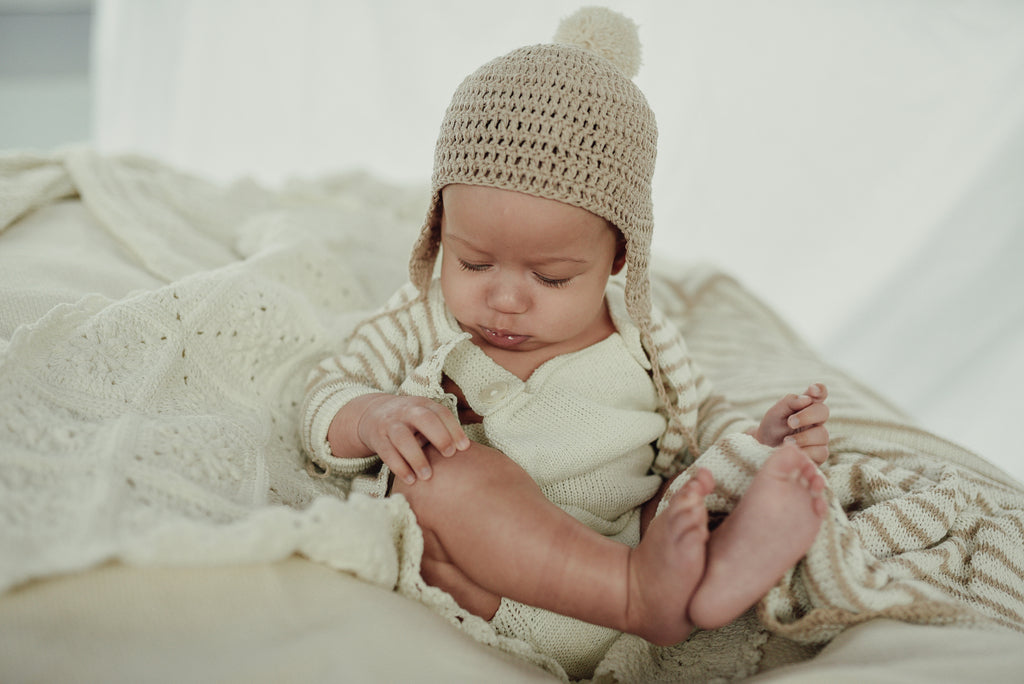 Acorn Bonnet, organic cotton baby hat