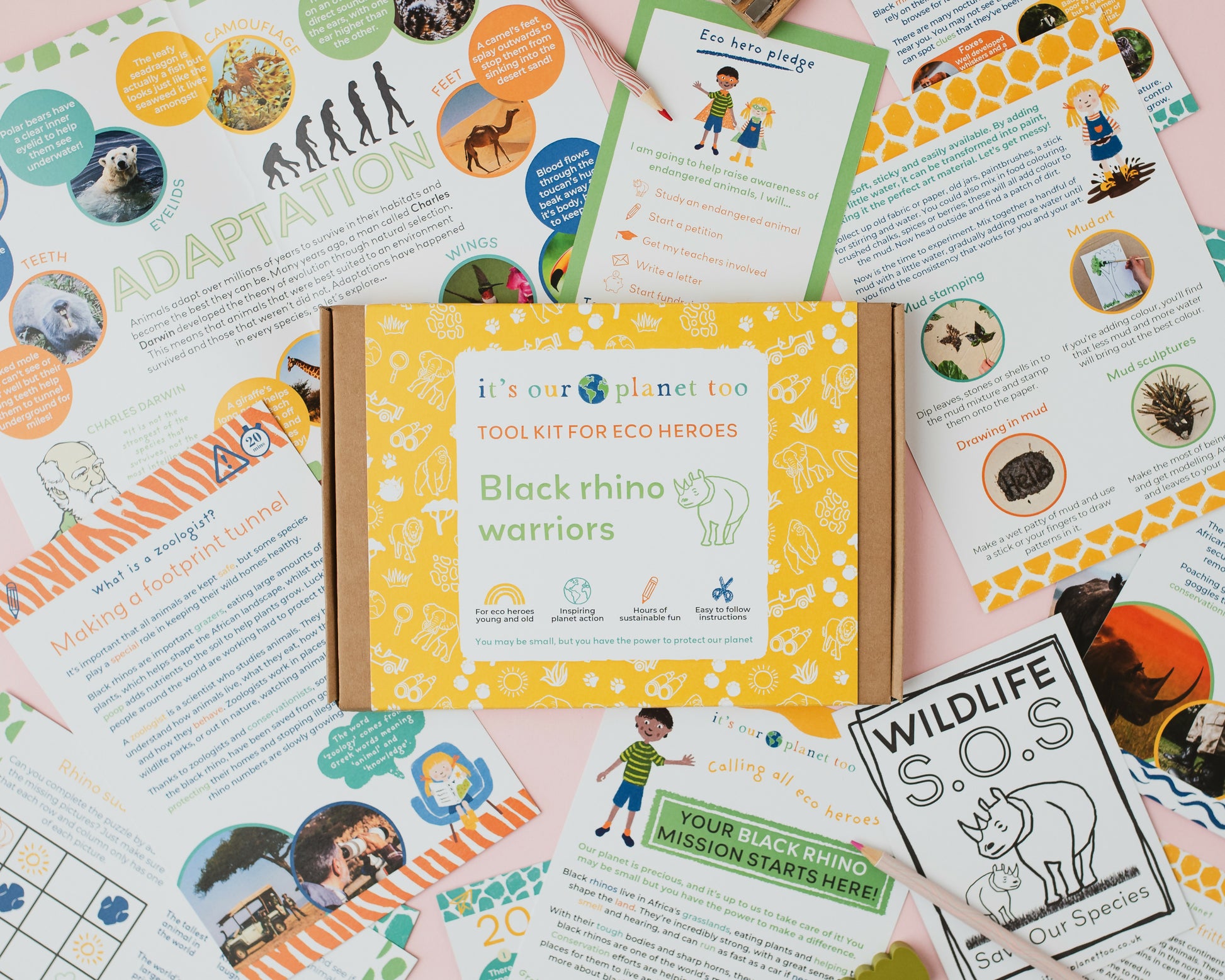 BLACK RHINO WARRIORS - Children’s eco activity kit (Age 5+) | natural wooden toy for toddlers UK