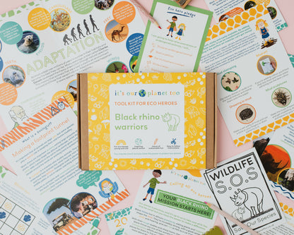 BLACK RHINO WARRIORS - Children’s eco activity kit (Age 5+) | natural wooden toy for toddlers UK