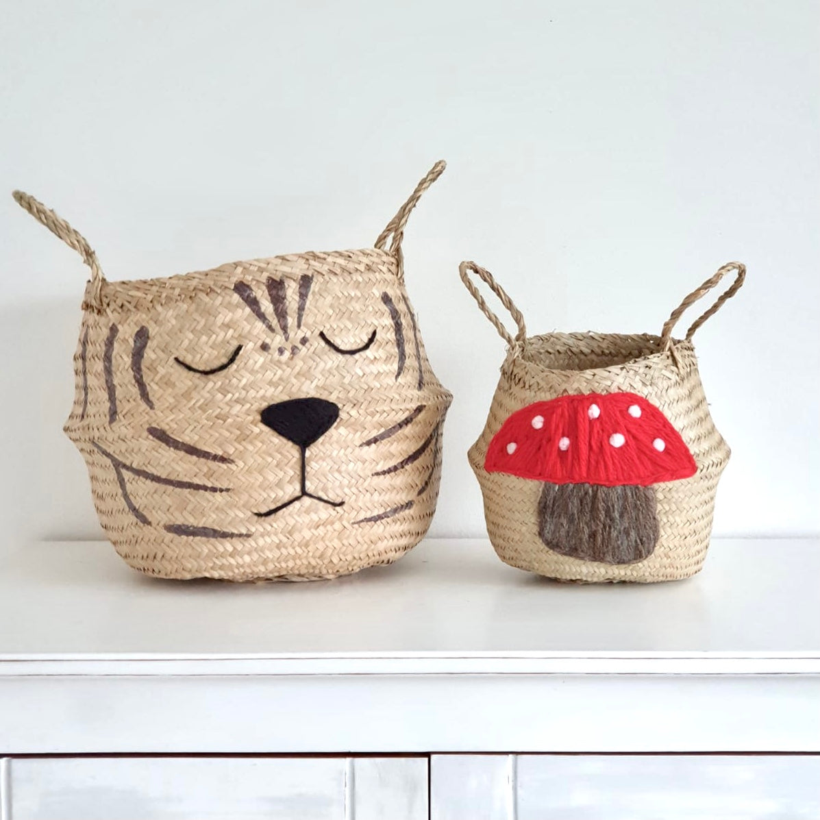 Extra large handwoven natural seagrass tiger storage basket, view 3