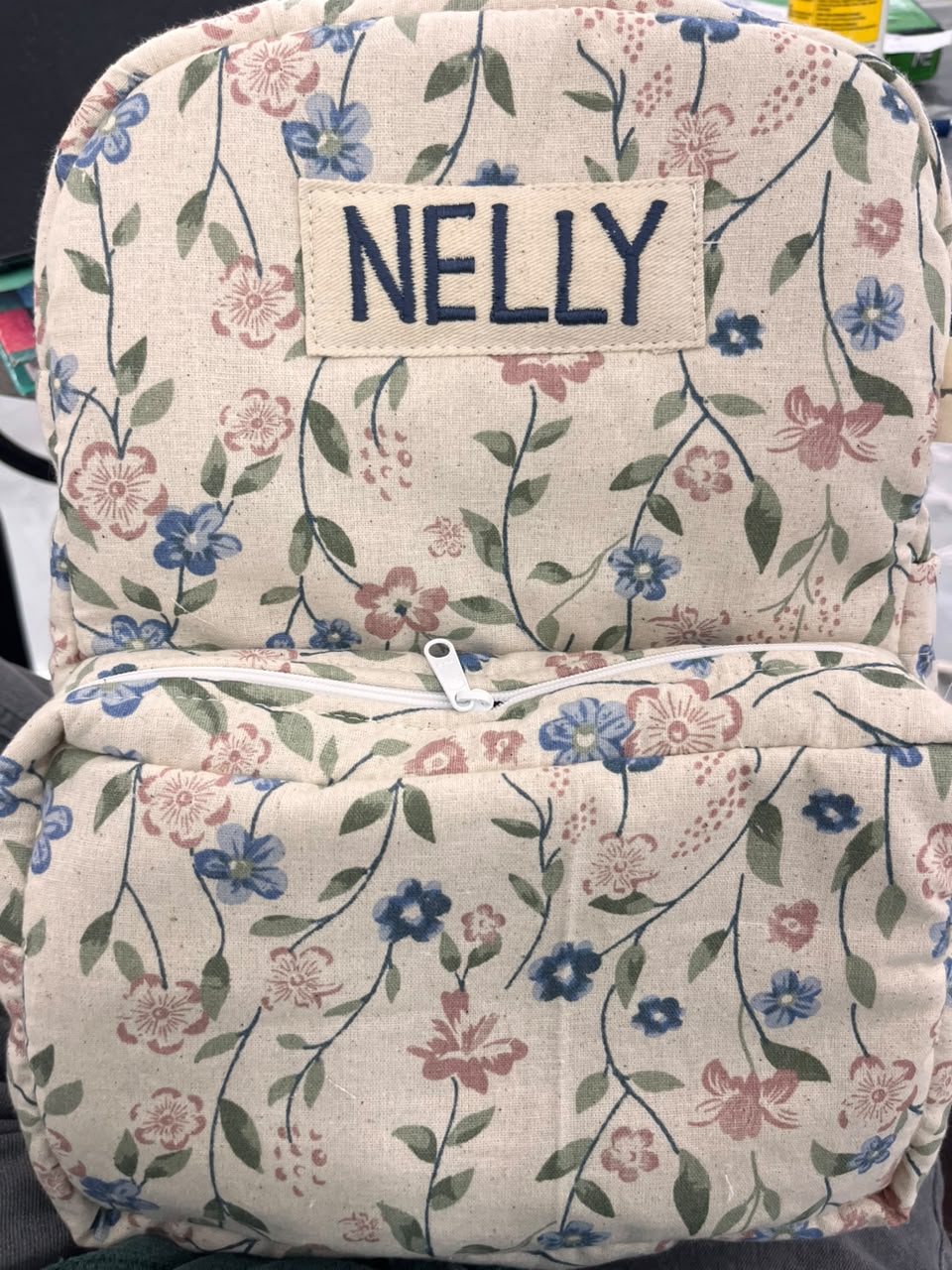 Zoey Flora Trail hand-embroidered floral cotton kids backpack, view 6