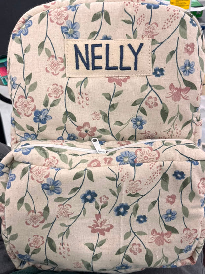 Zoey Flora Trail hand-embroidered floral cotton kids backpack, view 6