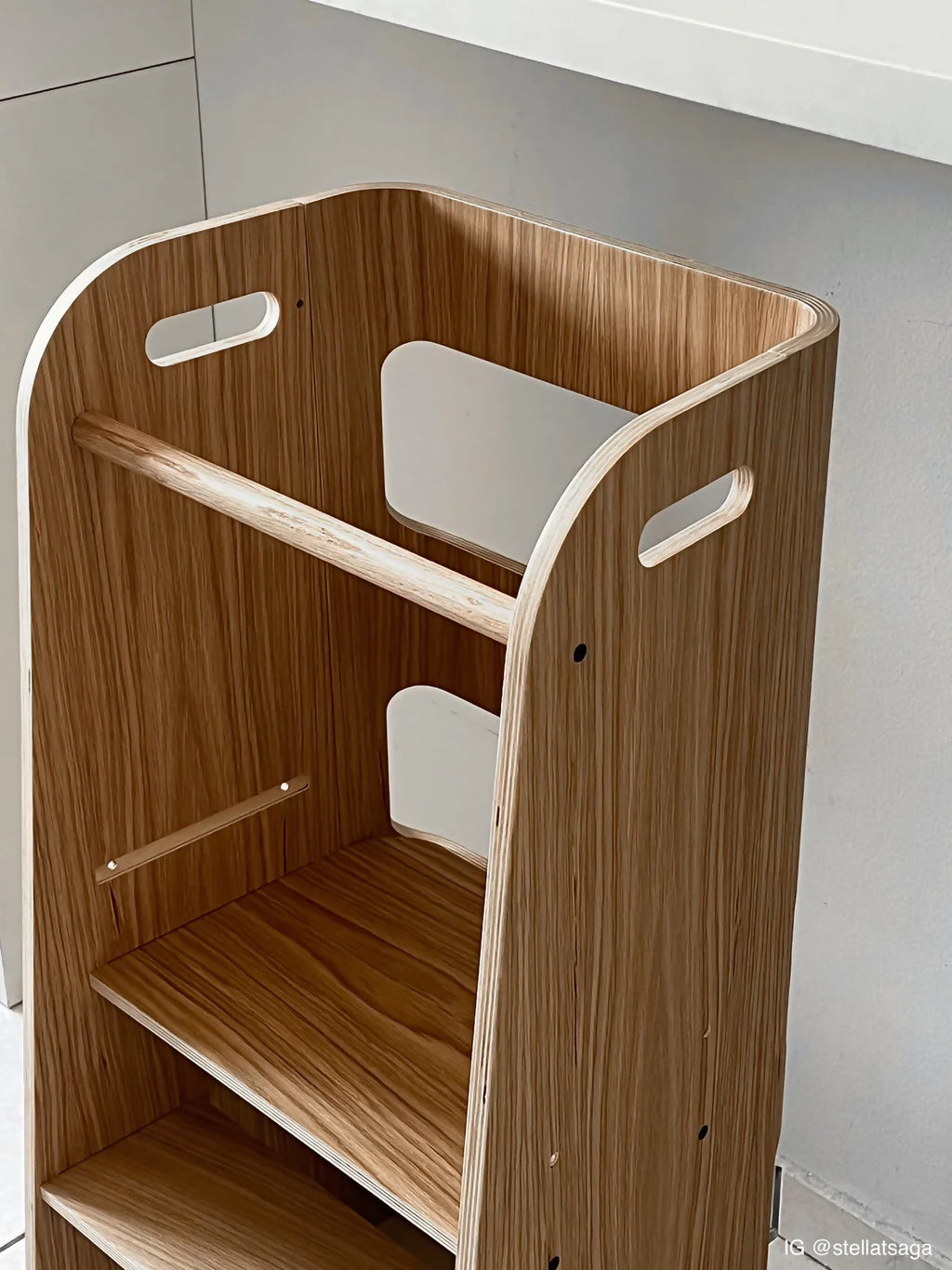 Wooden toddler tower by curve lab, wooden learning tower