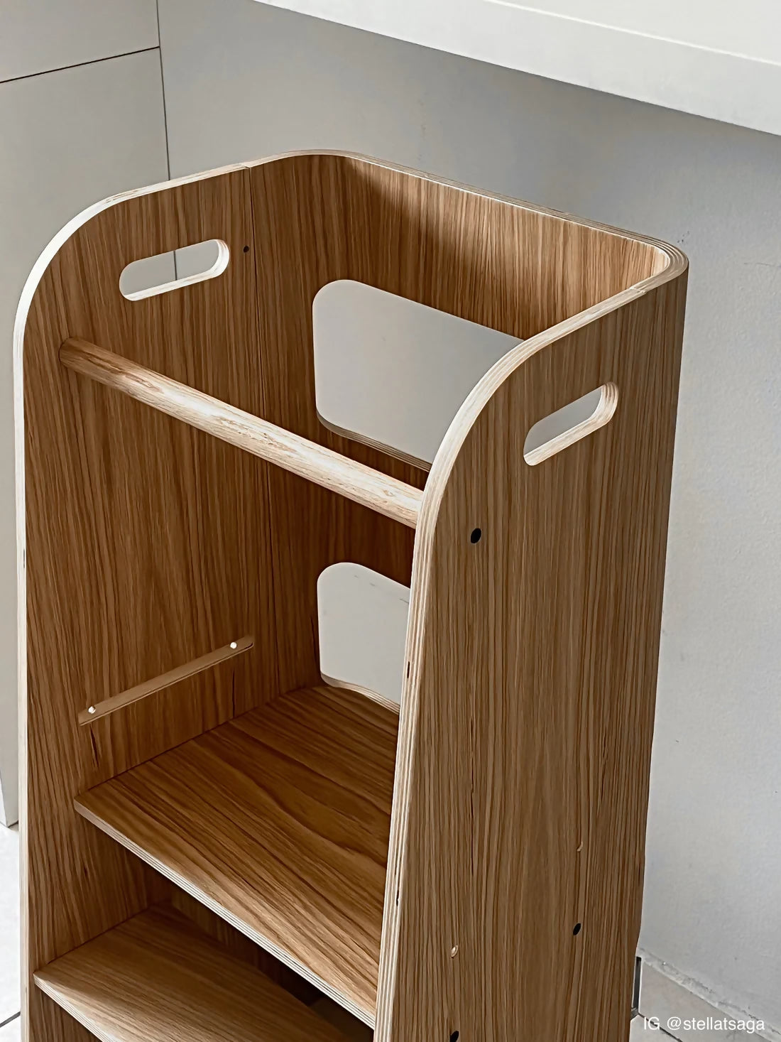 Wooden toddler tower by curve lab, wooden learning tower