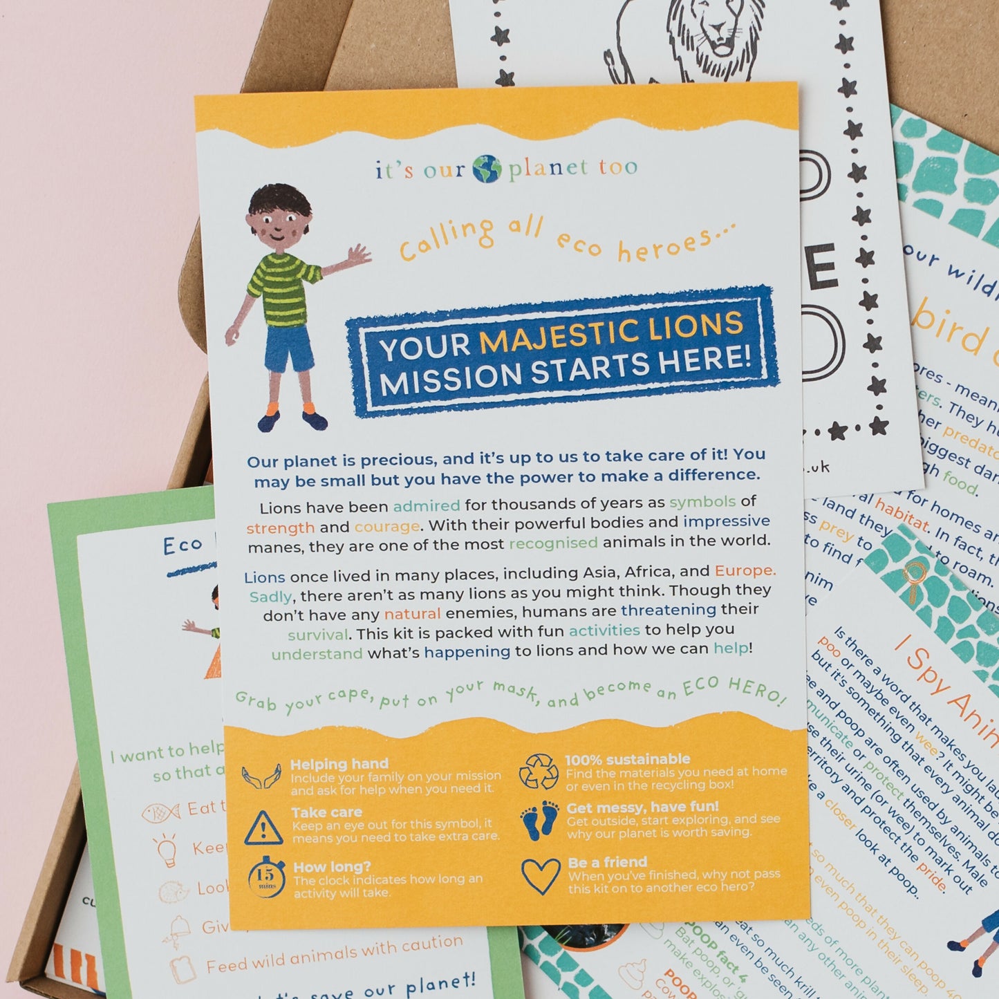 MAJESTIC LIONS - Children’s eco activity kit (Age 5+) | natural wooden toy for toddlers UK