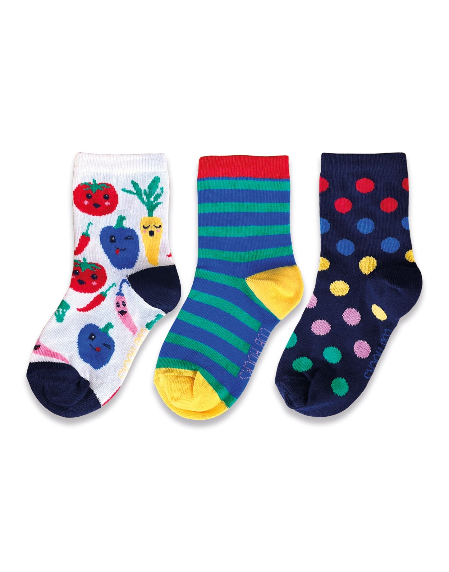 3pk Kids Cotton Veg Ankle Socks