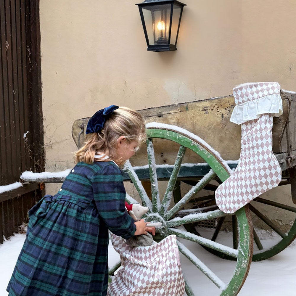 Harlequin Ruffled Stocking - Chestnut Spice