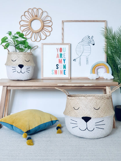 White Bottom cat Whiskers Basket - Extra Large