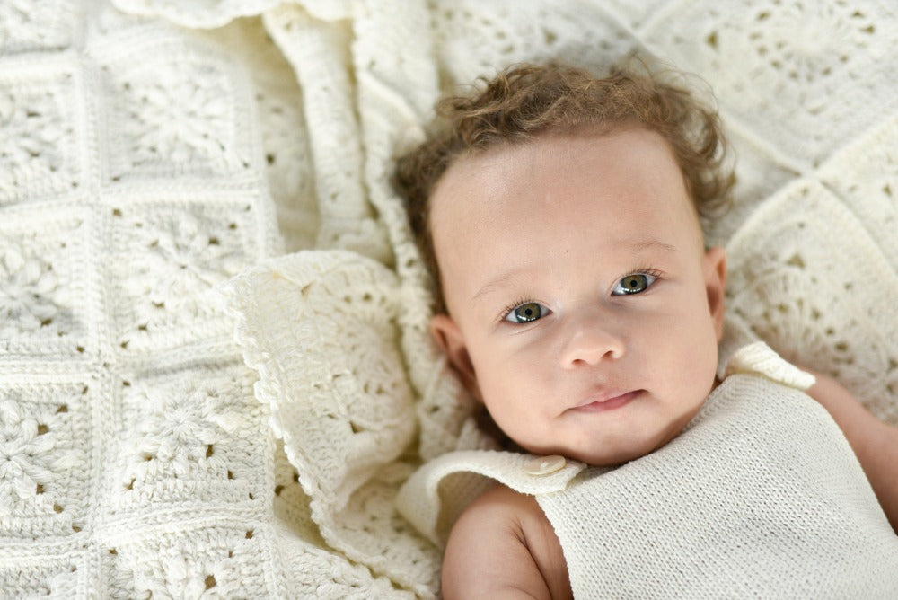 organic cotton crochet pram blanket