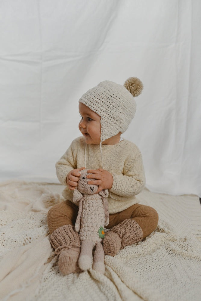 Acorn Bonnet, organic cotton baby hat