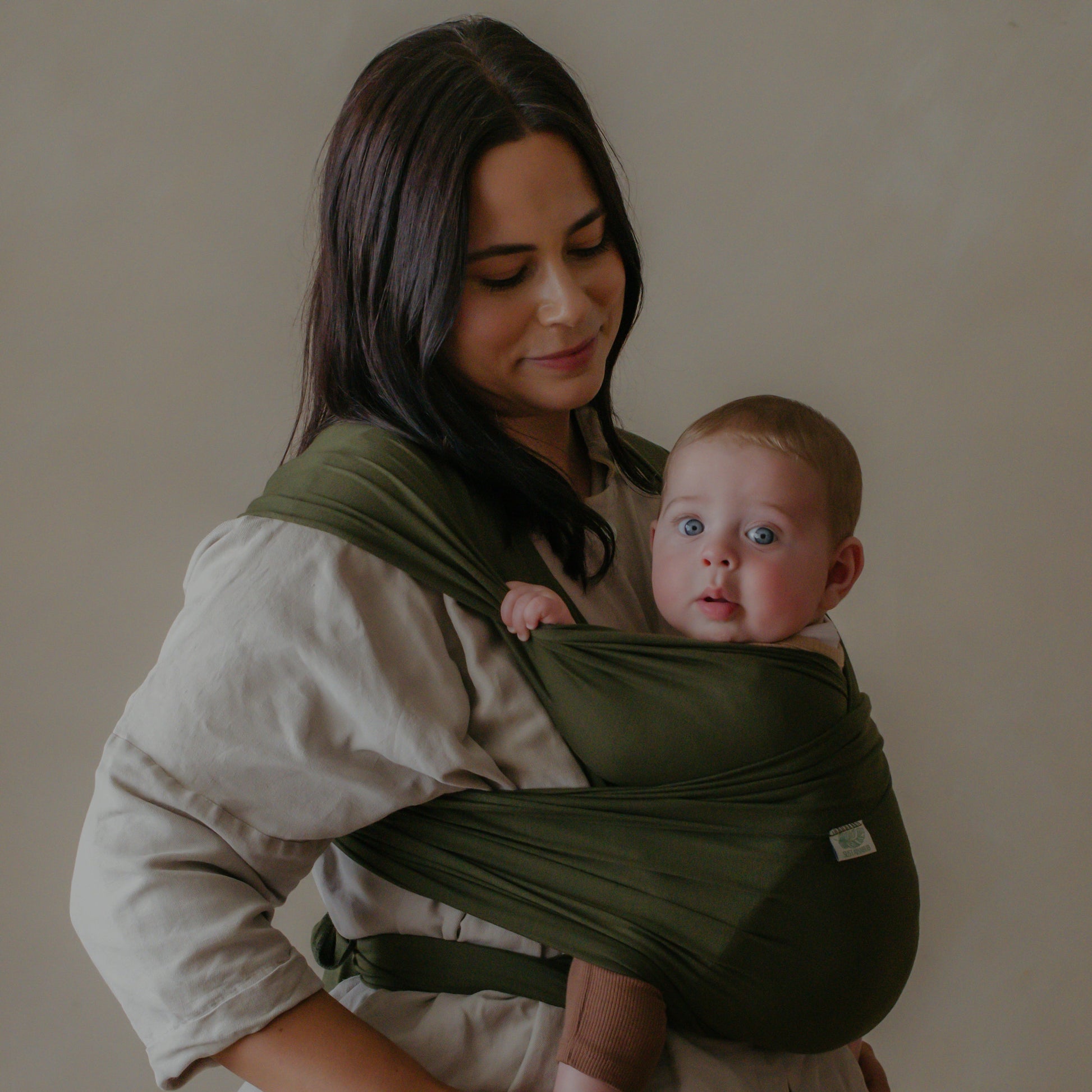 Sage Green - Baby Wrap Carrier by Sustainabub, organic cotton, vetted by KIDDYKIND