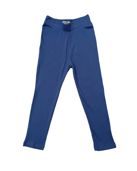 Blue Ribbed Leggings