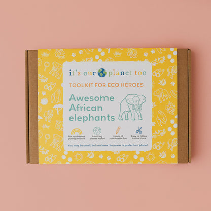 AWESOME AFRICAN ELEPHANTS - Children’s eco activity kit (Age 5+) | natural wooden toy for toddlers UK