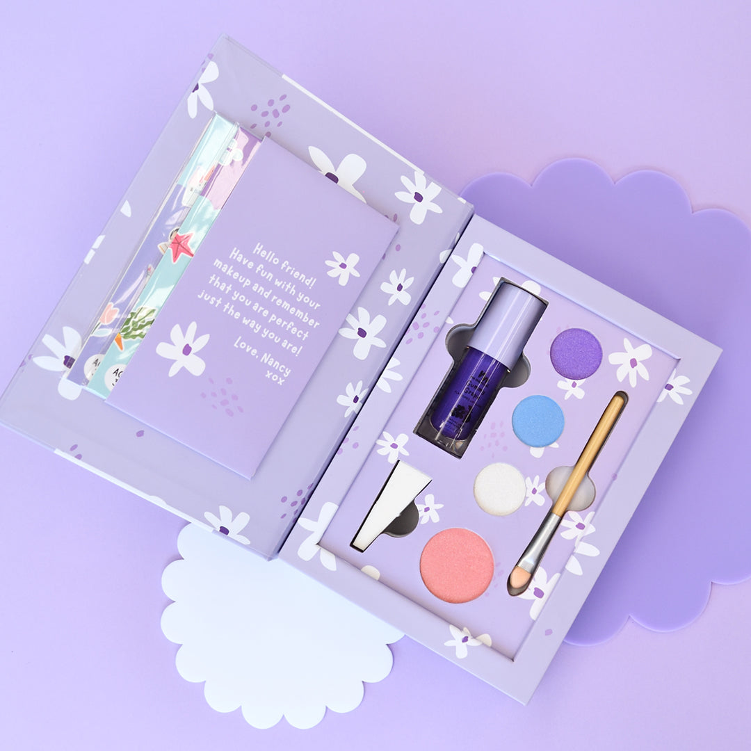 Nancy Purple Kids Play Makeup Palette & Lip Gloss Set