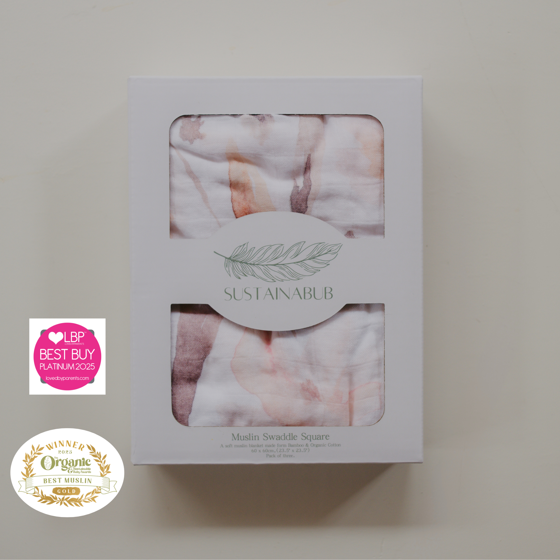 Flower Print Baby Muslins - Pack of Three (60x60cm) by Sustainabub, organic cotton, vetted by KIDDYKIND