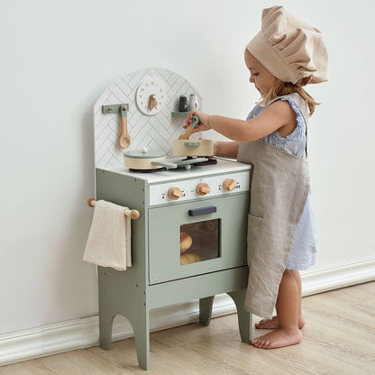 Hooga Playroom mint wooden toy kitchen with oven, hob and utensils, view 9