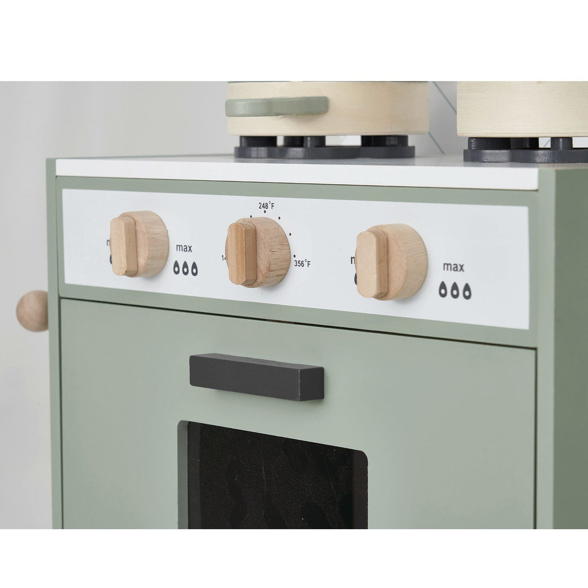 Hooga Playroom mint wooden toy kitchen with oven, hob and utensils, view 5