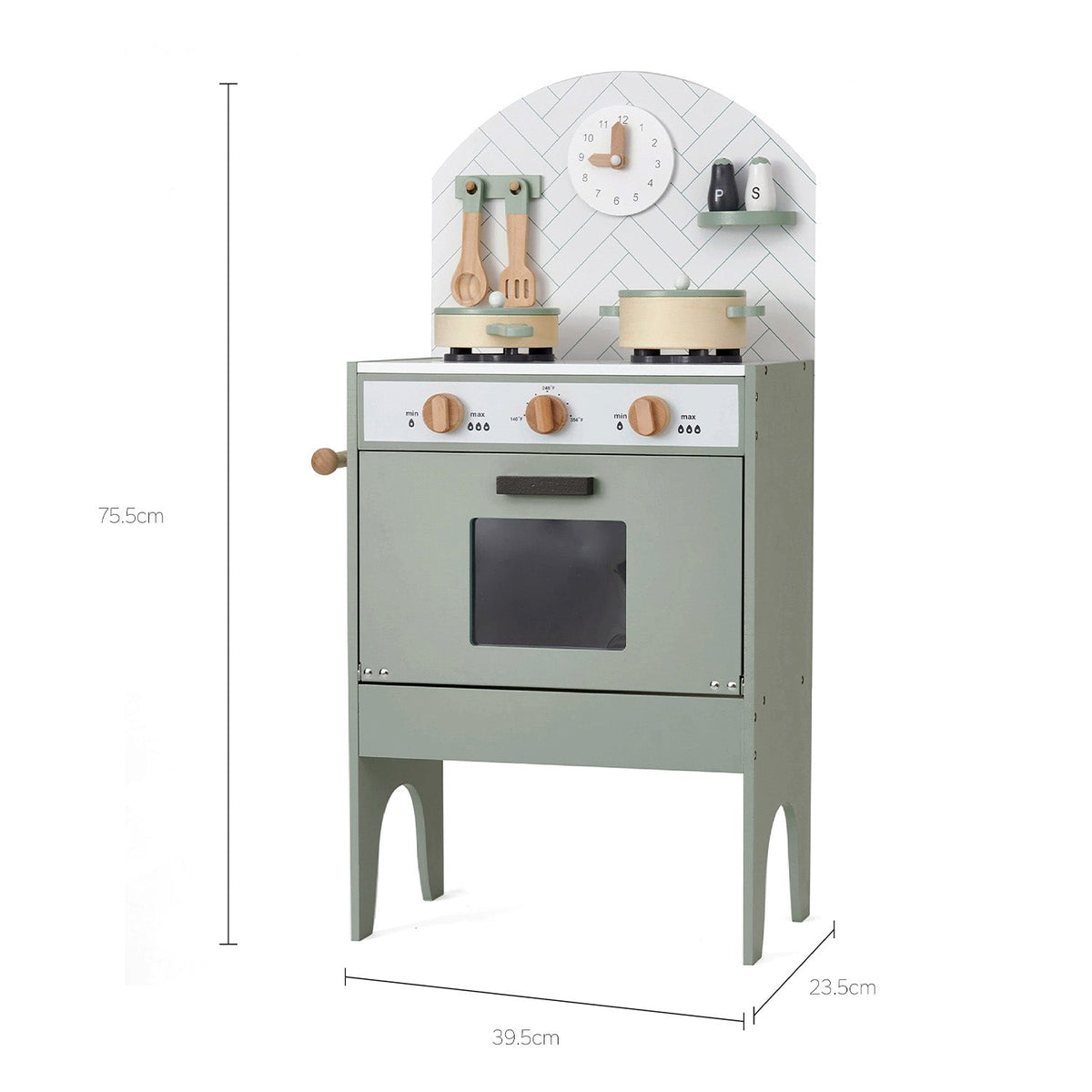 Hooga Playroom mint wooden toy kitchen with oven, hob and utensils, view 8