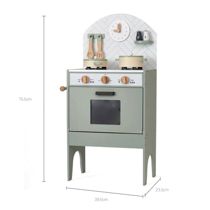 Hooga Playroom mint wooden toy kitchen with oven, hob and utensils, view 8
