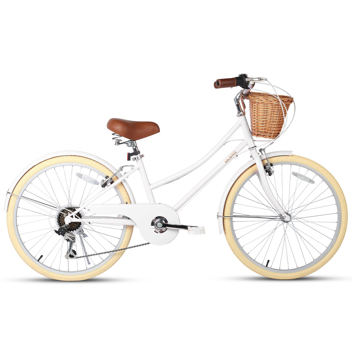 Glerc Missy 24 inch 6-speed beach cruiser kids bike with wicker basket, view 16
