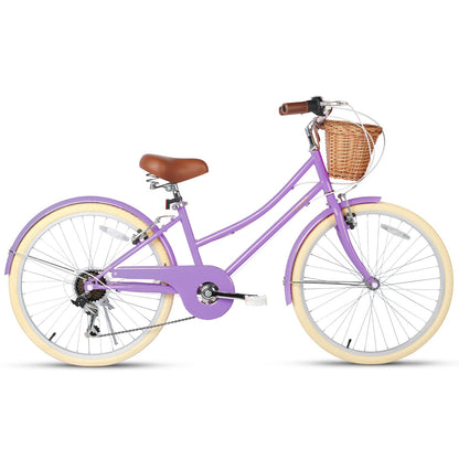 Glerc Missy 24 inch 6-speed beach cruiser kids bike with wicker basket, view 21