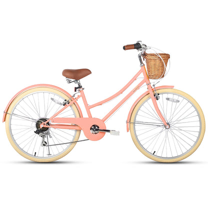Glerc Missy 24 inch 6-speed beach cruiser kids bike with wicker basket, view 26