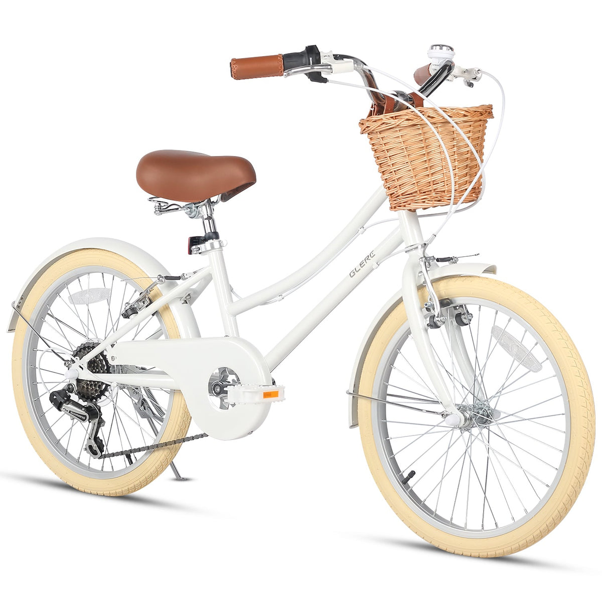 Glerc Missy 20 inch 6-speed beach cruiser kids bike with wicker basket, view 13