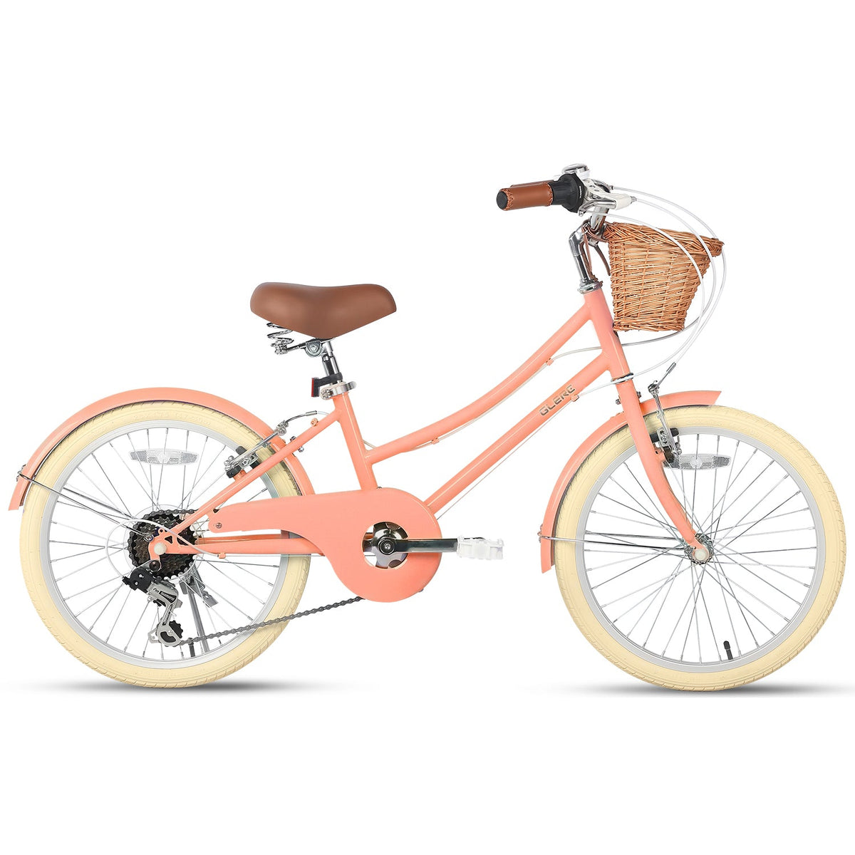 Glerc Missy 20 inch 6-speed beach cruiser kids bike with wicker basket, view 25