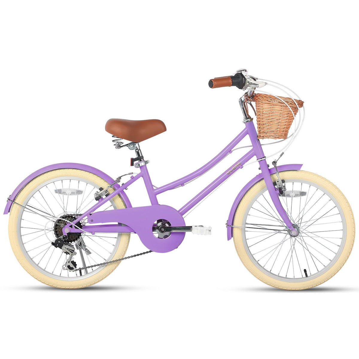 Glerc Missy 20 inch 6-speed beach cruiser kids bike with wicker basket, view 22