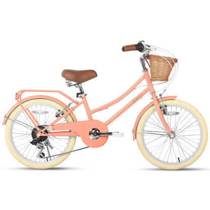 Glerc Missy 20 inch 6-speed beach cruiser kids bike with wicker basket and rear rack, view 26