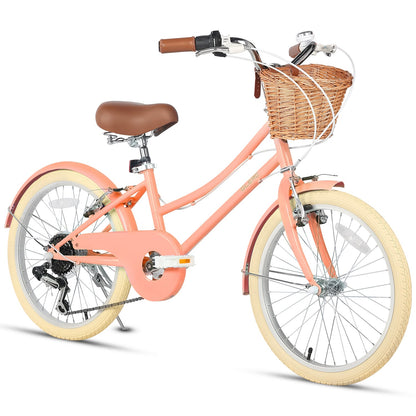 Glerc Missy 20 inch 6-speed beach cruiser kids bike with wicker basket, view 27