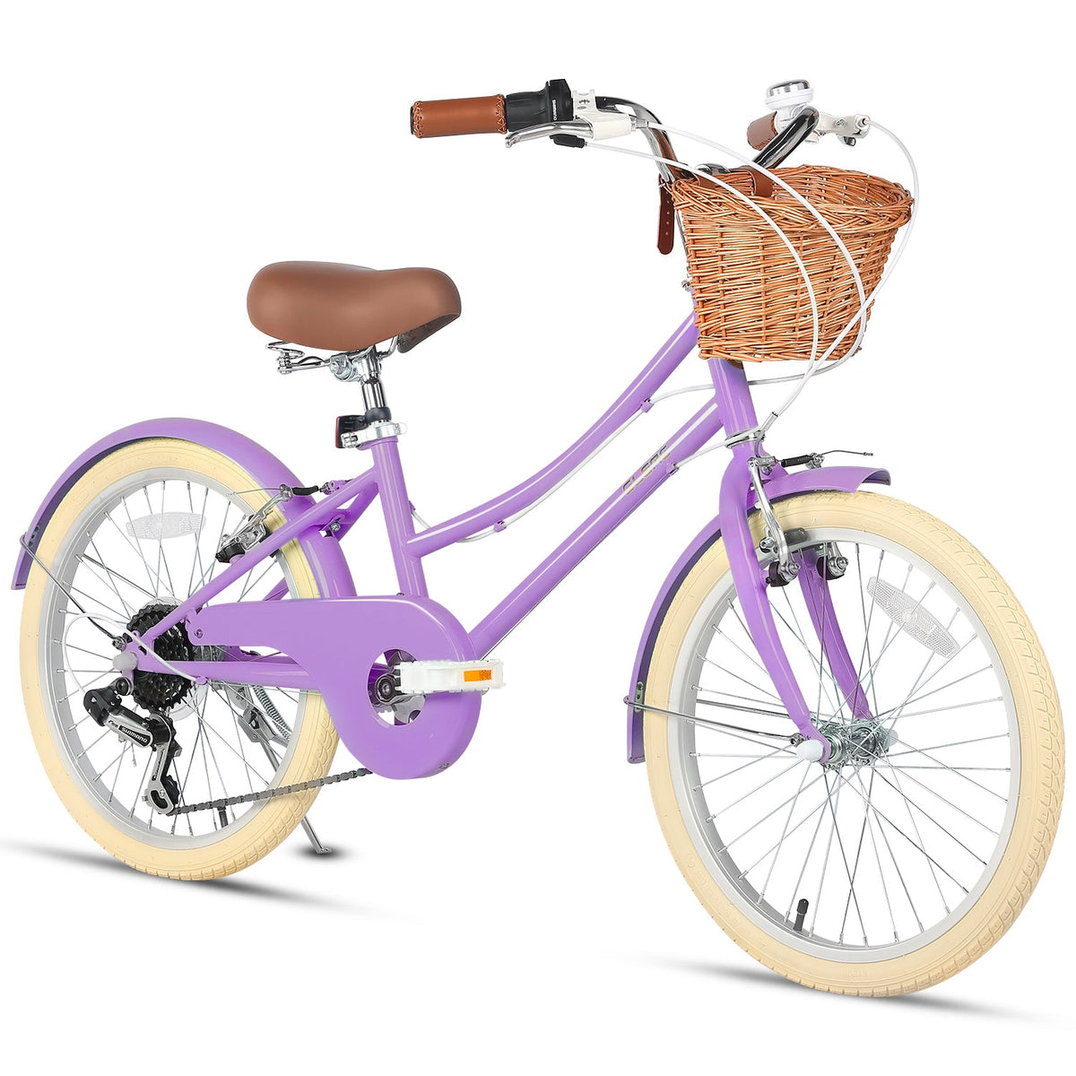 Glerc Missy 20 inch 6-speed beach cruiser kids bike with wicker basket, view 21