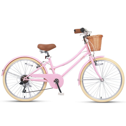 Glerc Missy 24 inch 6-speed beach cruiser kids bike with wicker basket, view 11