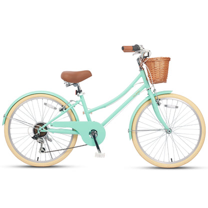 Glerc Missy 24 inch 6-speed beach cruiser kids bike with wicker basket