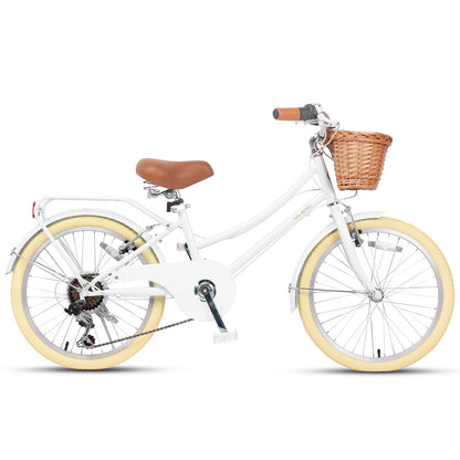 Glerc Missy 20 inch 6-speed beach cruiser kids bike with wicker basket and rear rack, view 16