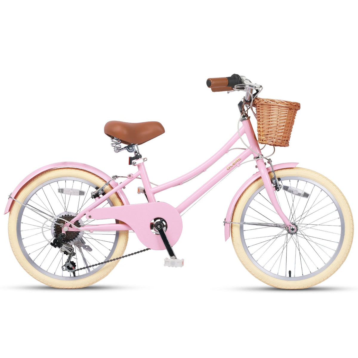 Glerc Missy 20 inch 6-speed beach cruiser kids bike with wicker basket, view 16