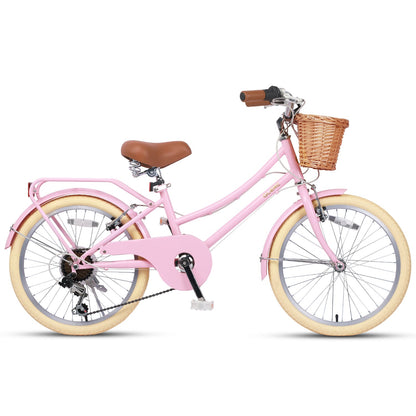 Glerc Missy 20 inch 6-speed beach cruiser kids bike with wicker basket and rear rack, view 11