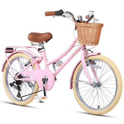Glerc Missy 20 inch 6-speed beach cruiser kids bike with wicker basket and rear rack, view 13