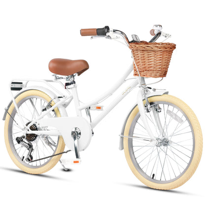 Glerc Missy 20 inch 6-speed beach cruiser kids bike with wicker basket and rear rack, view 18