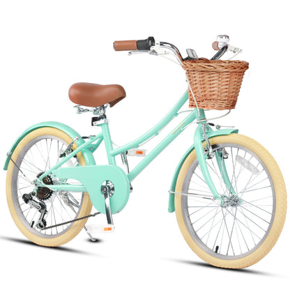 Glerc Missy 20 inch 6-speed beach cruiser kids bike with wicker basket, view 3