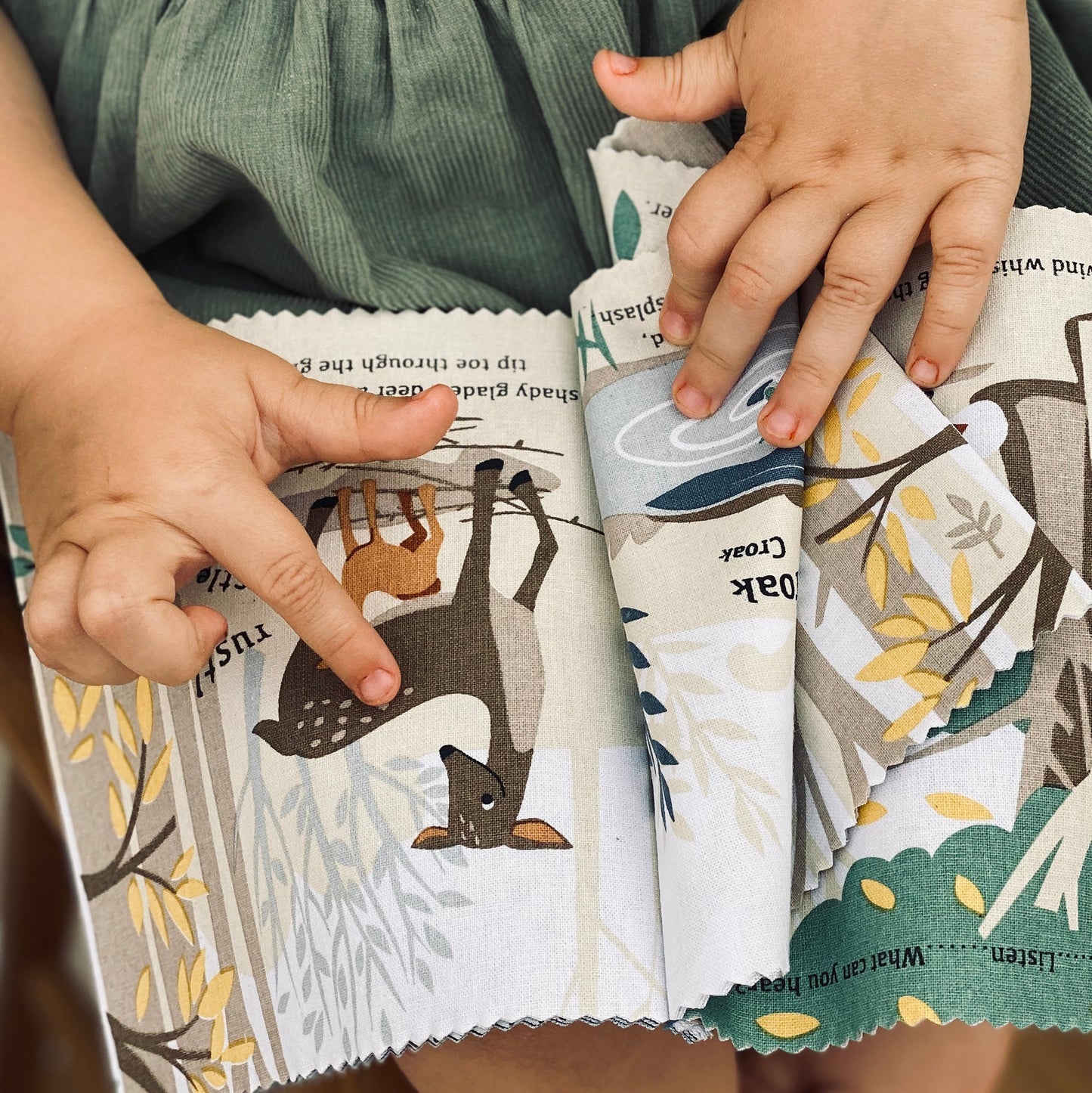 Sustainable Montessori toy: The Woodland Hush Rag Book | KIDDYKIND