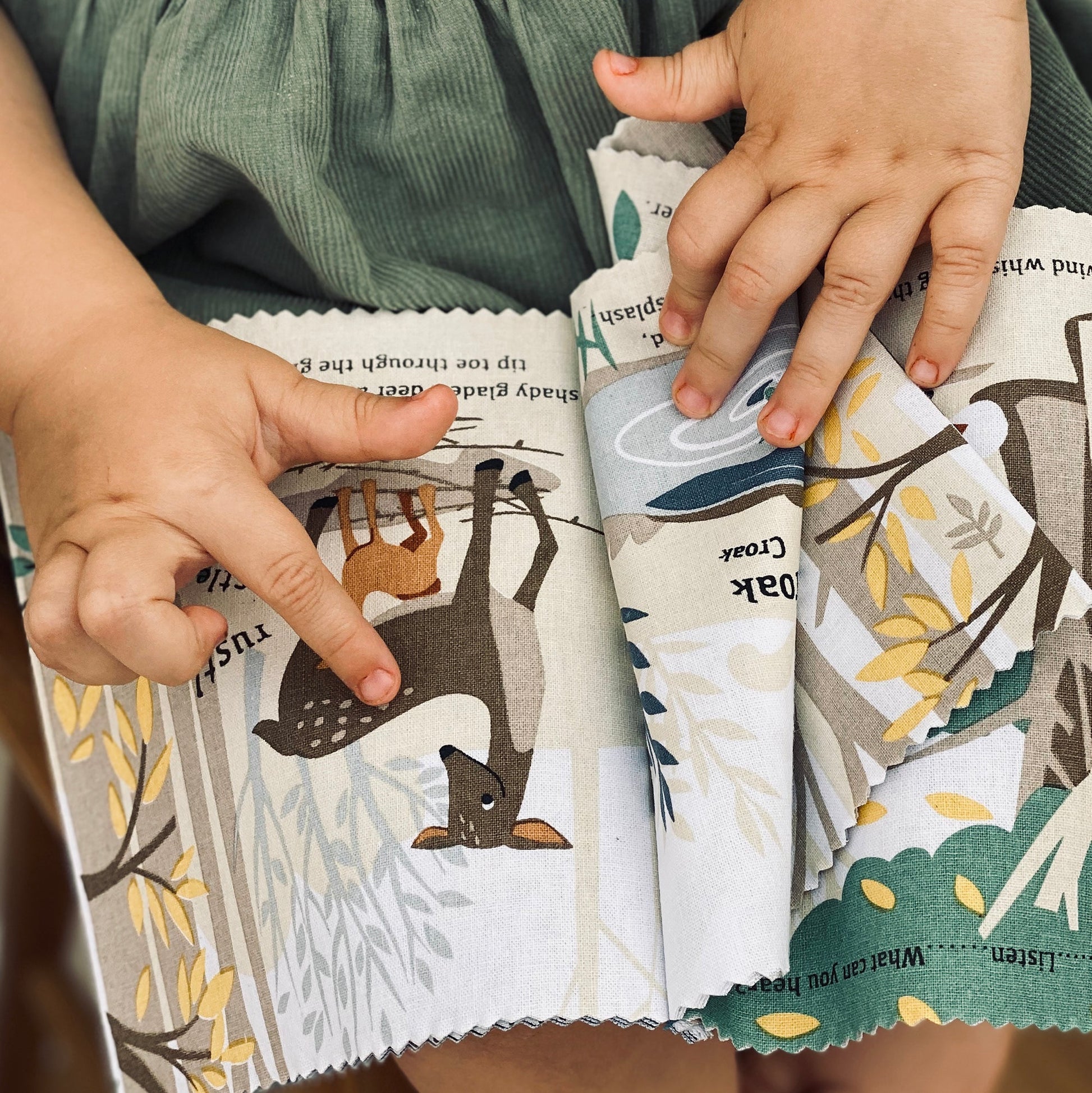 Sustainable Montessori toy: The Woodland Hush Rag Book | KIDDYKIND