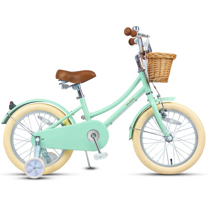 Glerc Little Molly 16 inch kids bike with stabilisers, wicker basket and mudguards