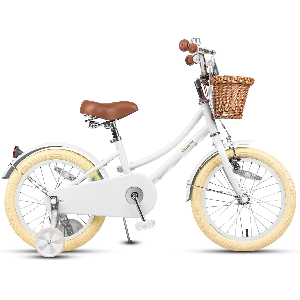 Glerc Little Molly 16 inch kids bike with stabilisers, wicker basket and mudguards, view 15